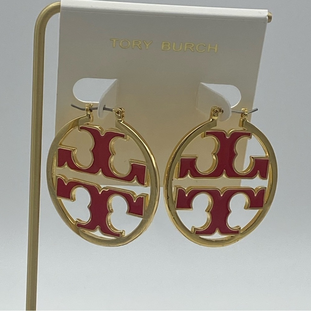 Tory Burch large Miller red enamel and gold tone, new